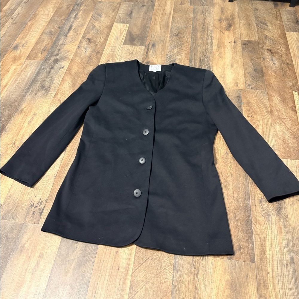 Jos A Bank Womens Blazer Size 10 Black Minimalist Career Office Jacket Workwear - Picture 2 of 4